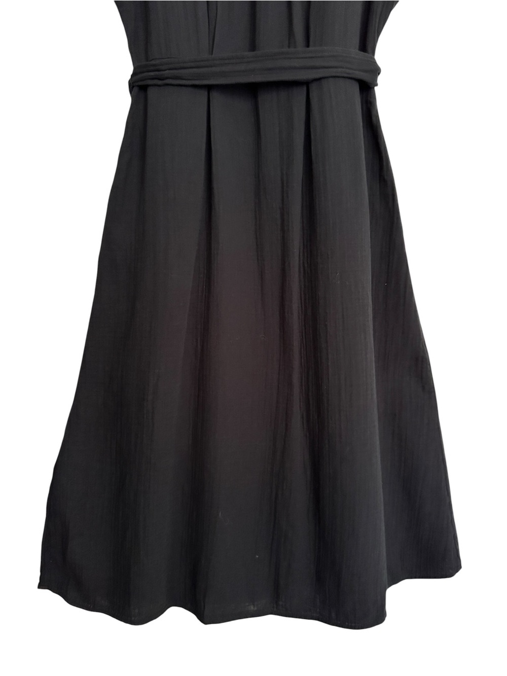 GAP Black 100% Cotton Crinkle Gauze Midi Shirtdress Casual Tie Waist Size Medium - Picture 8 of 13